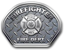 FIREFIGHTER Full-Color Reflective Helmet Front Decal (DIAMOND PLATE)