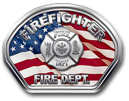 FIREFIGHTER Full-Color Die-Cut Helmet Front Decal (FLAG DESIGN)