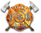FIRE RESCUE 3" Maltese Cross w/ Flames and Axes